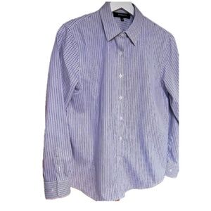 JONES & CO. Ladies Button Front Striped Shirt, Pure Cotton, Long Sleeve